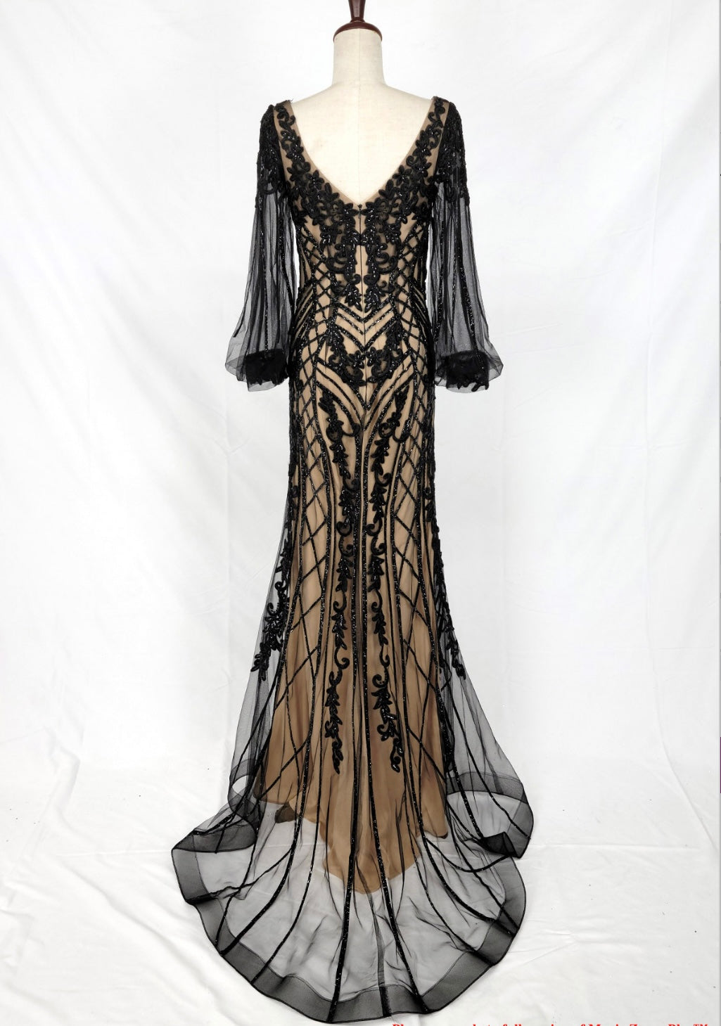 Chicas C339 Evening Black Mermaid Long Sequin Fabric Dress