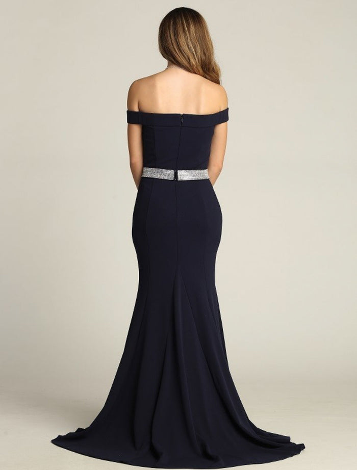 Chicas SS2014 Off-Shoulder Floor-Length Beaded Formal Fabric Dress
