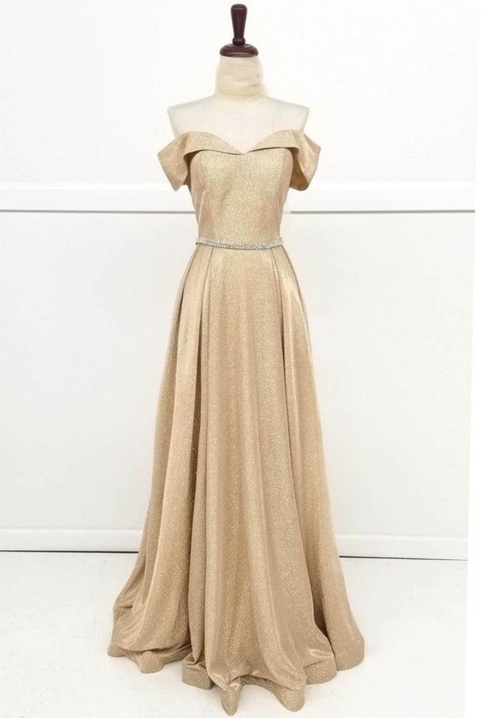 Chicas Dm4007 Off-Shoulder Floor-Length Formal Style Fabric Dress
