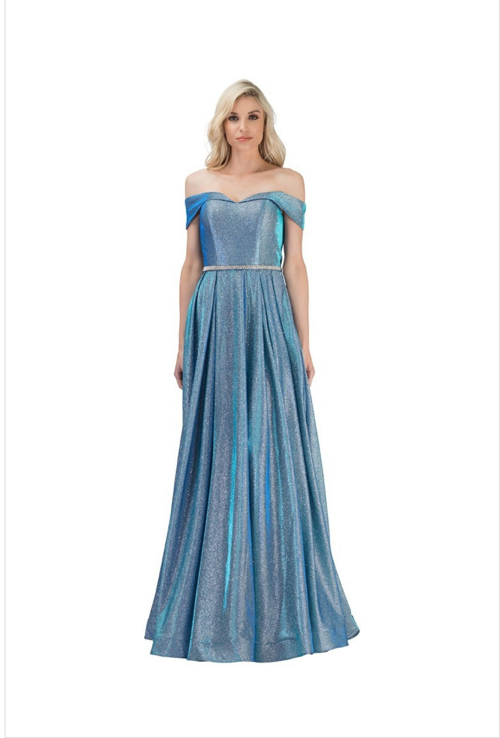 Chicas Dm4007 Off-Shoulder Floor-Length Formal Style Fabric Dress