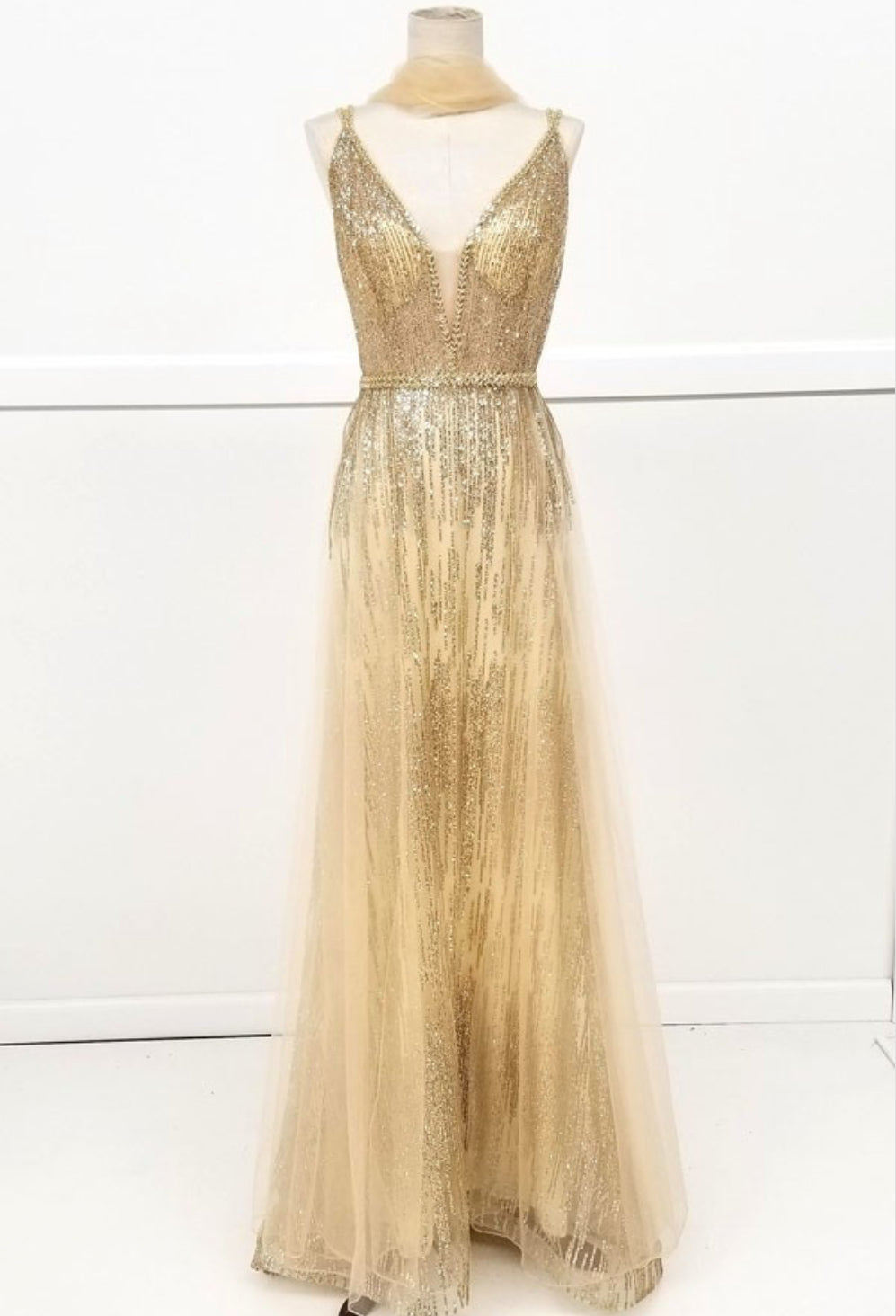 Chicas YG5021 Floor-Length Long Maxi Sequin Formal Style Fabric Dress