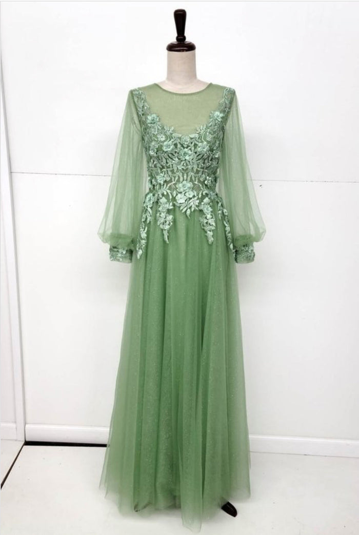 Chicas YG5029 Butterfly Floor-Length Long Chic Style Fabric Dress