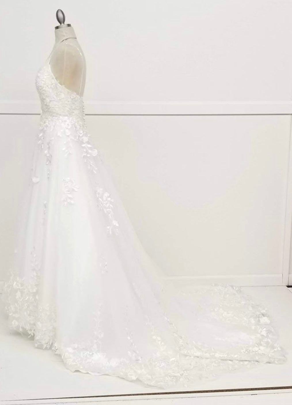 Chicas W1087 Modern Printed Formal A-Line Illusion Floral Tulle Dress
