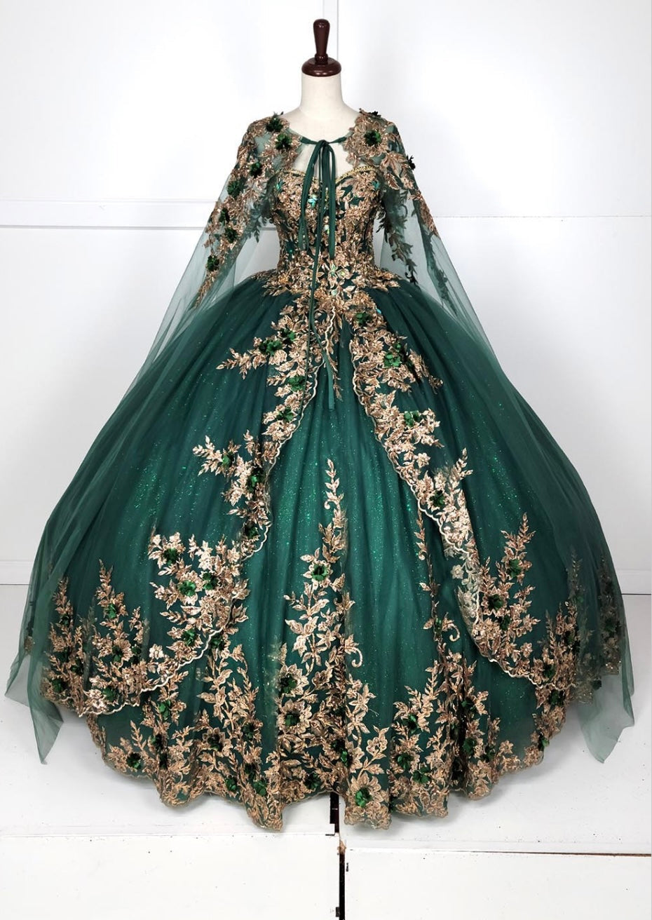 Chicas HF3080 Printed Glitter Royal BallDress Floral Tulle Dress