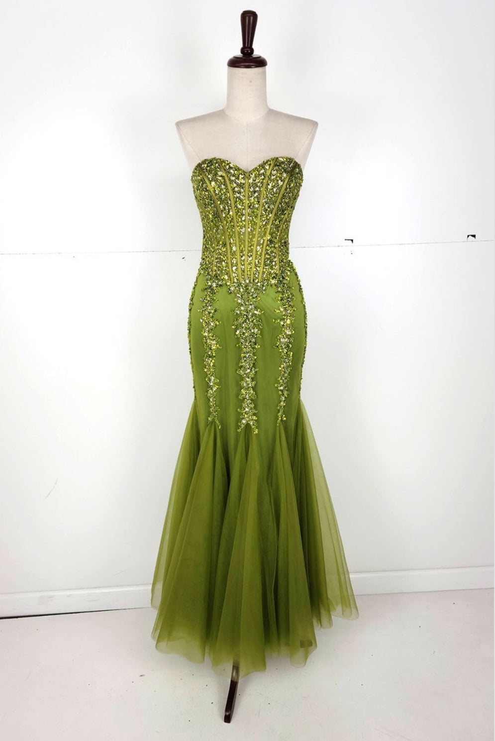 Chicas C280 Mermaid Sweetheart Floor-Length Corset Beaded Fabric Dress