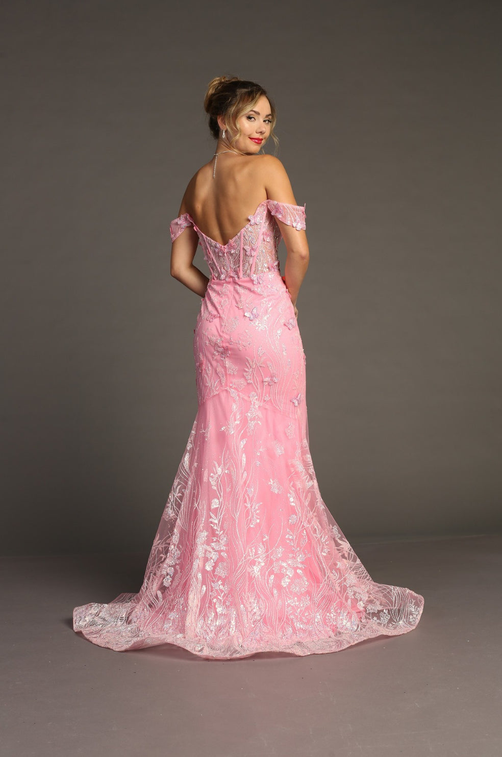 Chicas C332 Long Mermaid Off-Shoulder Chic Style Fabric Dress