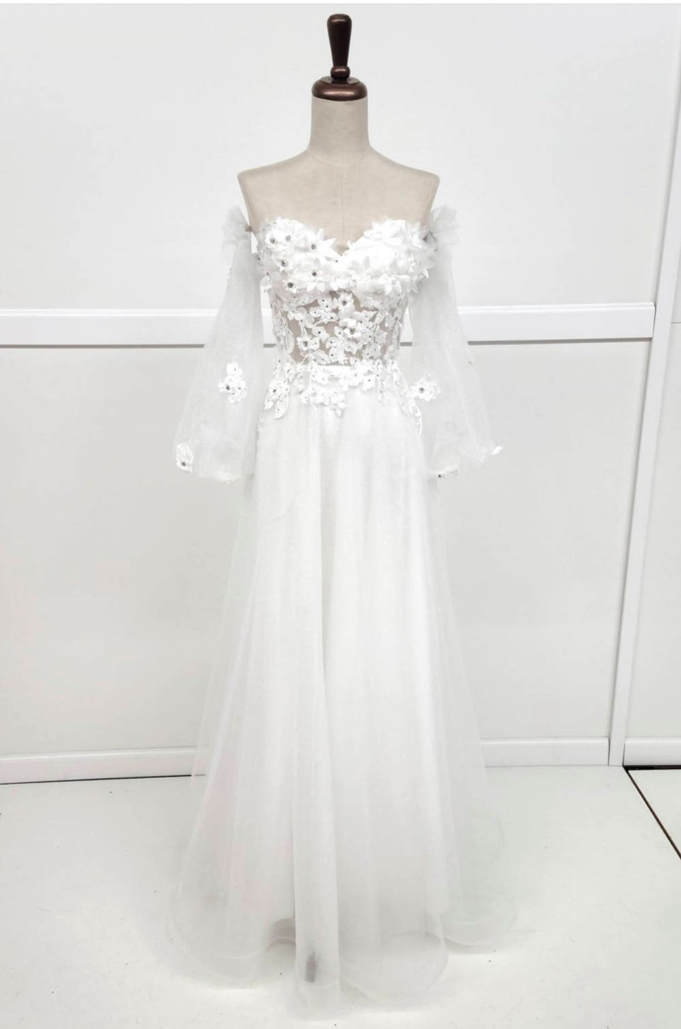 Chicas HF3096 A-Line Off-Shoulder Floral Maxi Style Fabric Dress