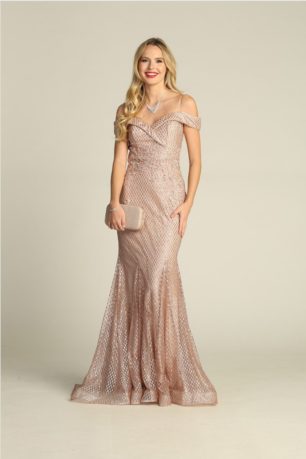 Chicas DM4024 Mermaid Off-Shoulder Long Chic Style Fabric Dress