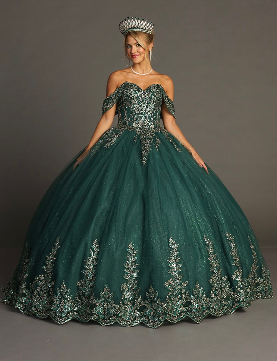 Chicas HF3081 Formal Gold BallDress Sweetheart Floor-Length Sequin Tulle Dress