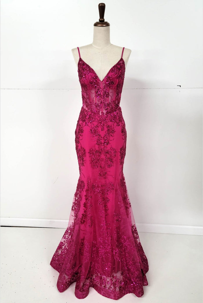 Chicas C813 Evening Mermaid Floor-Length Formal Style Fabric Dress