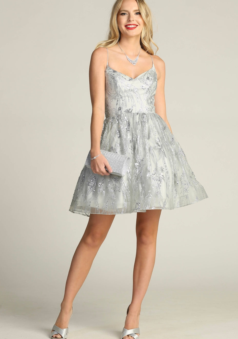 Chicas C317 Cocktail Royal A-Line Sweetheart Short Sequin Tulle Dress