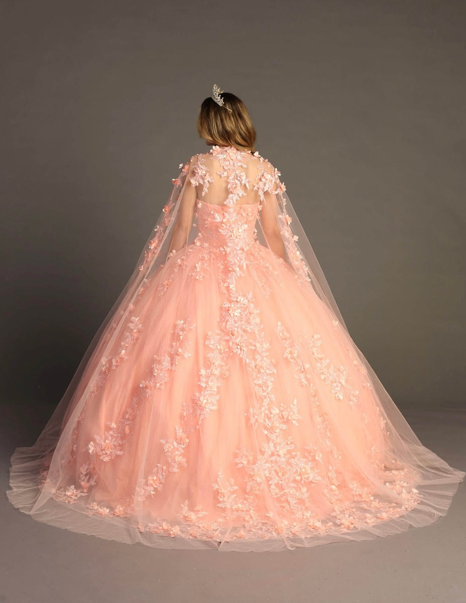 Chicas HF3055 Printed Royal BallDress Sweetheart Floral Floor-Length Tulle Dress
