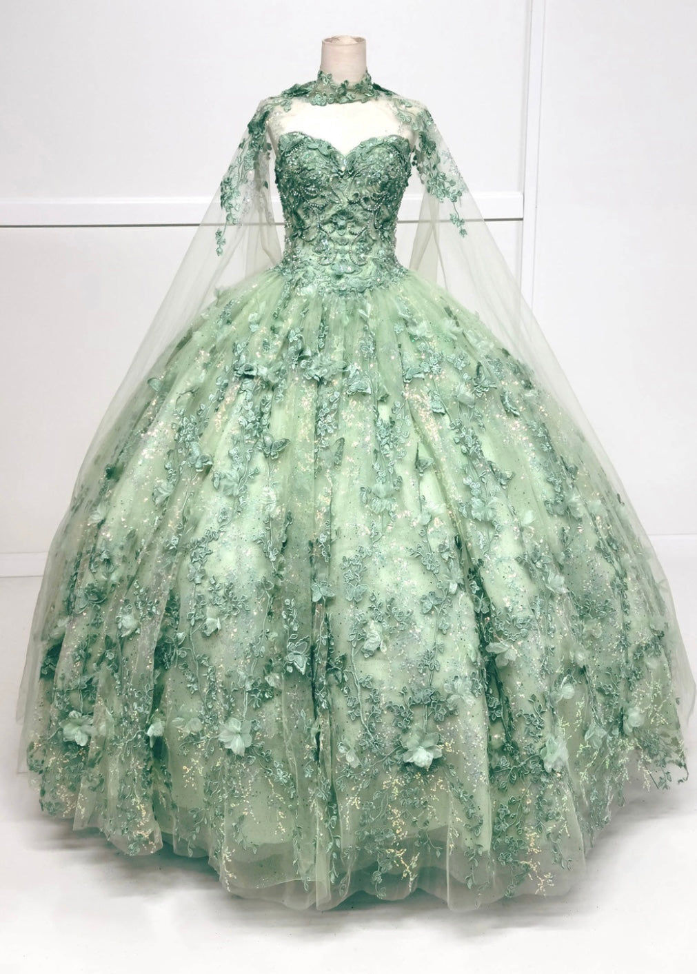 Chicas HF3067 Printed Glitter Quinceañera Blue BallDress Strapless Tulle Dress