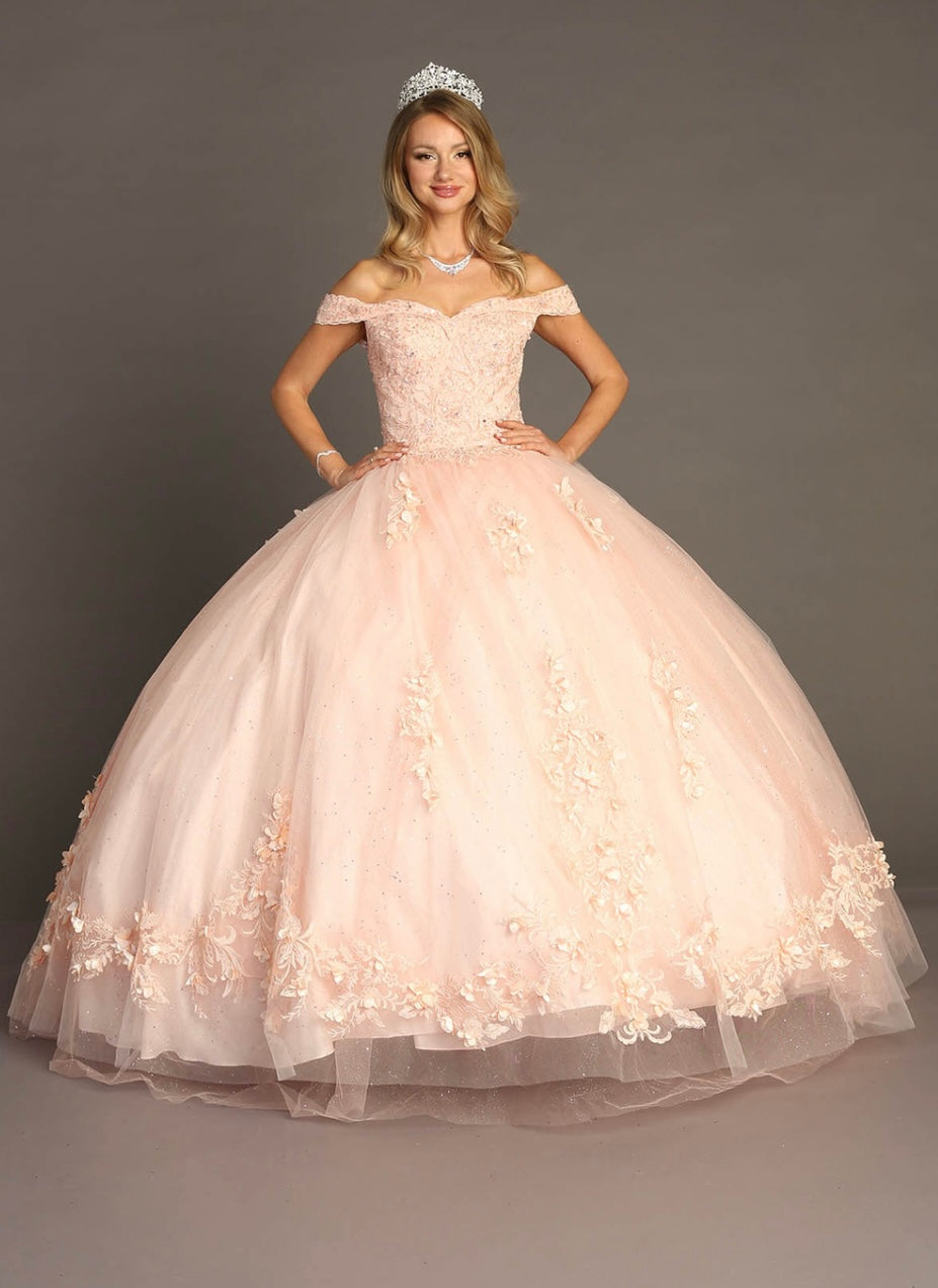 Chicas HF3041 Elegant Printed Formal BallDress Floral Floor-Length Tulle Dress