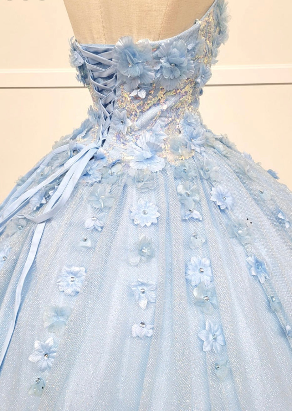 Chicas HF3044 Romantic Printed Royal BallDress Sweetheart Floral Tulle Dress