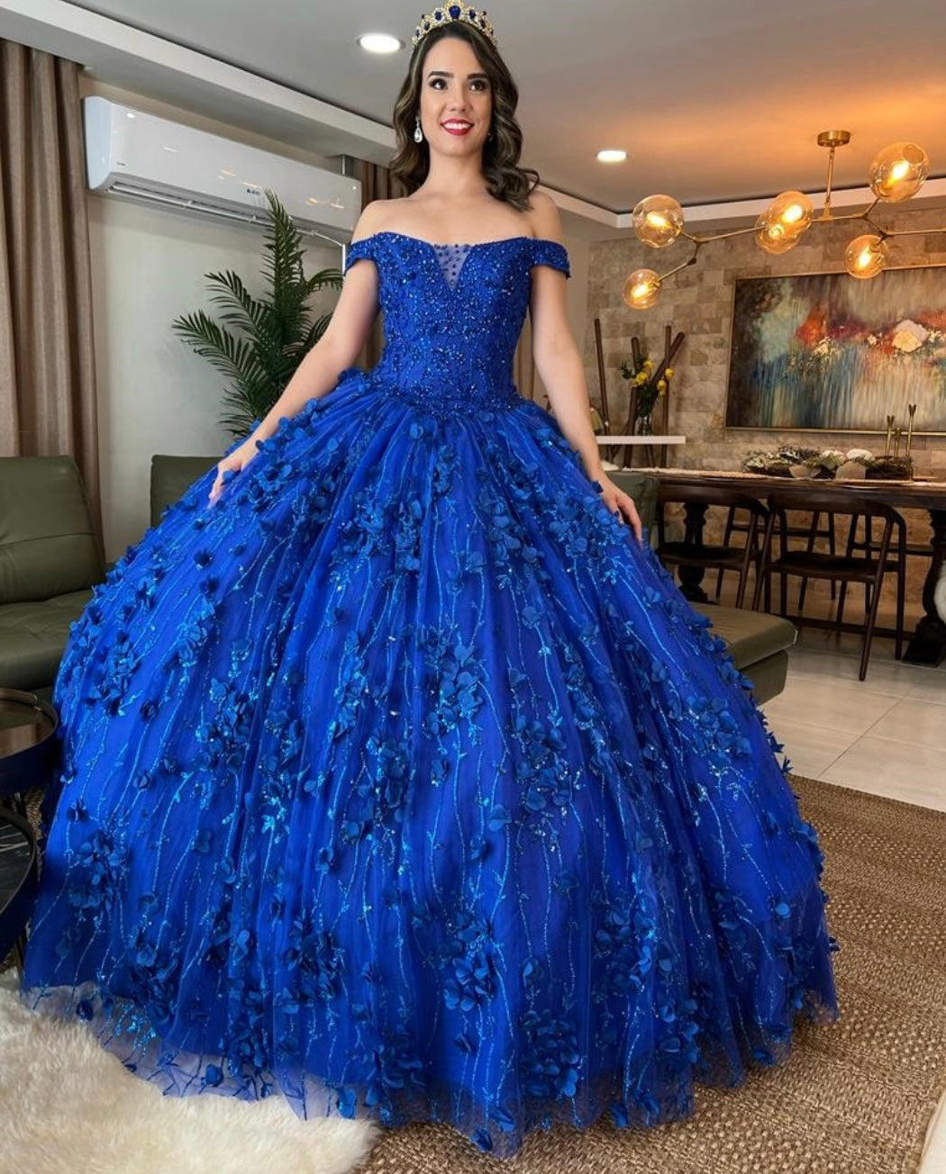 Chicas HF3038 Printed Royal BallDress Sweetheart Floral Tulle Dress