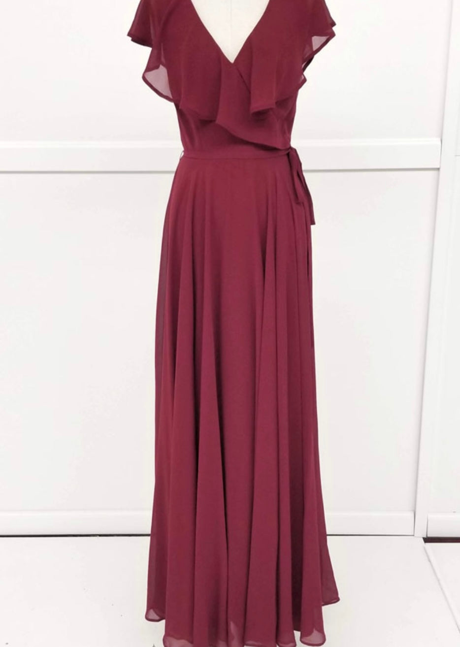 Chicas C2403 Floor-Length Elegant Evening Long Ruffled Chiffon Dress