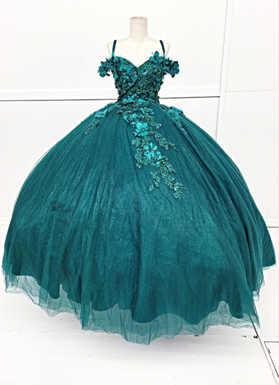 Chicas G20201 Romantic Printed Glitter Quinceañera Royal BallDress Tulle Dress