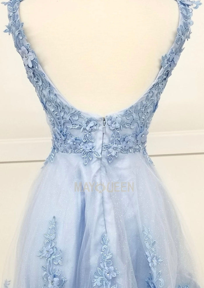 Chicas C311 Romantic Printed Glitter Formal A-Line Floral Tulle Dress