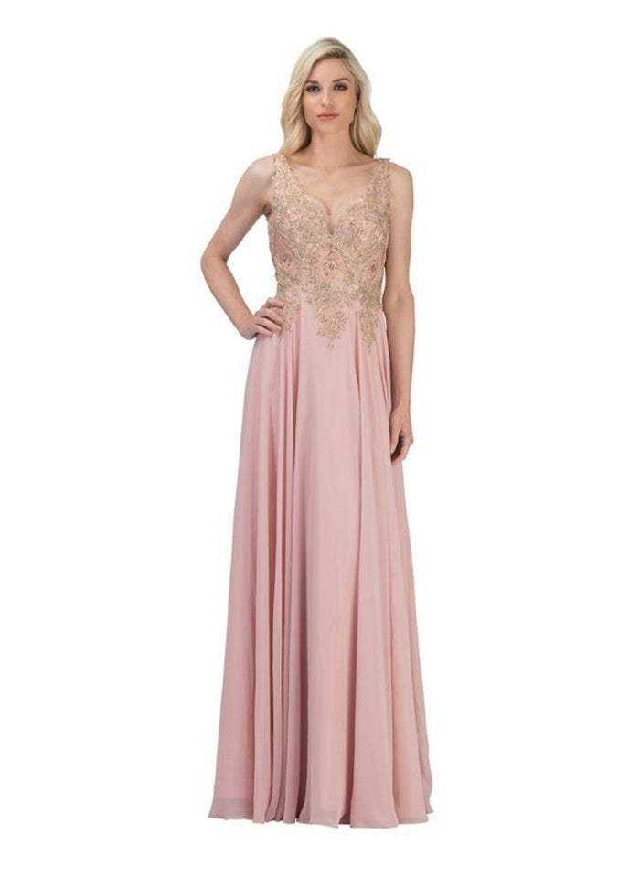 Chicas DM4006 Elegant Evening Black A-Line Sleeveless Floor-Length Chiffon Dress
