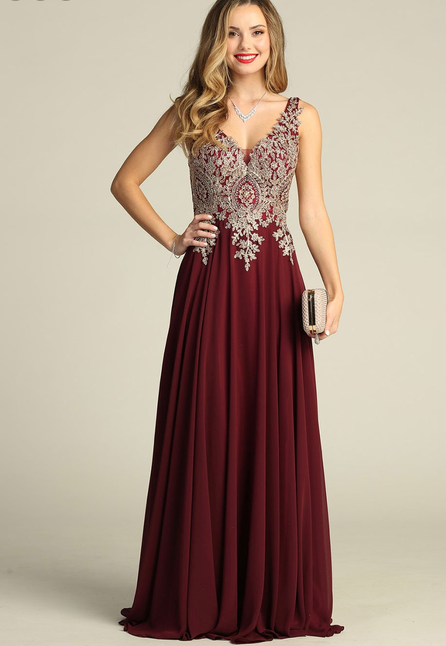 Chicas DM4006 Elegant Evening Black A-Line Sleeveless Floor-Length Chiffon Dress