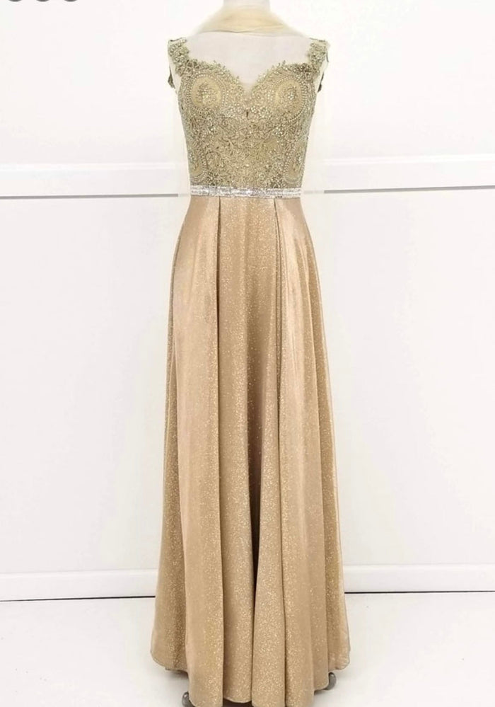 Chicas DM4008 Elegant Evening A-Line Sweetheart Floor-Length Beaded Fabric Dress
