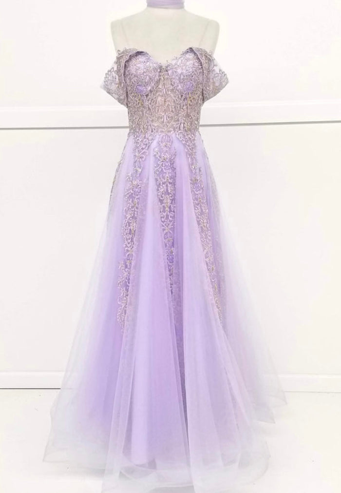 Chicas CA1103 Evening White A-Line Sweetheart Floor-Length Tulle Dress