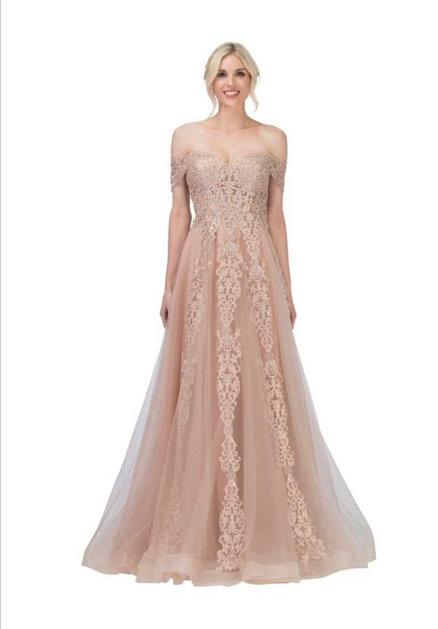 Chicas CA1103 Evening White A-Line Sweetheart Floor-Length Tulle Dress