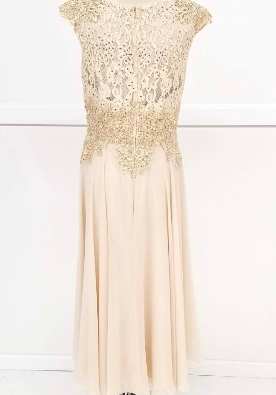 Chicas C7542 Elegant Bridal Navy A-Line Illusion Floor-Length Chiffon Dress