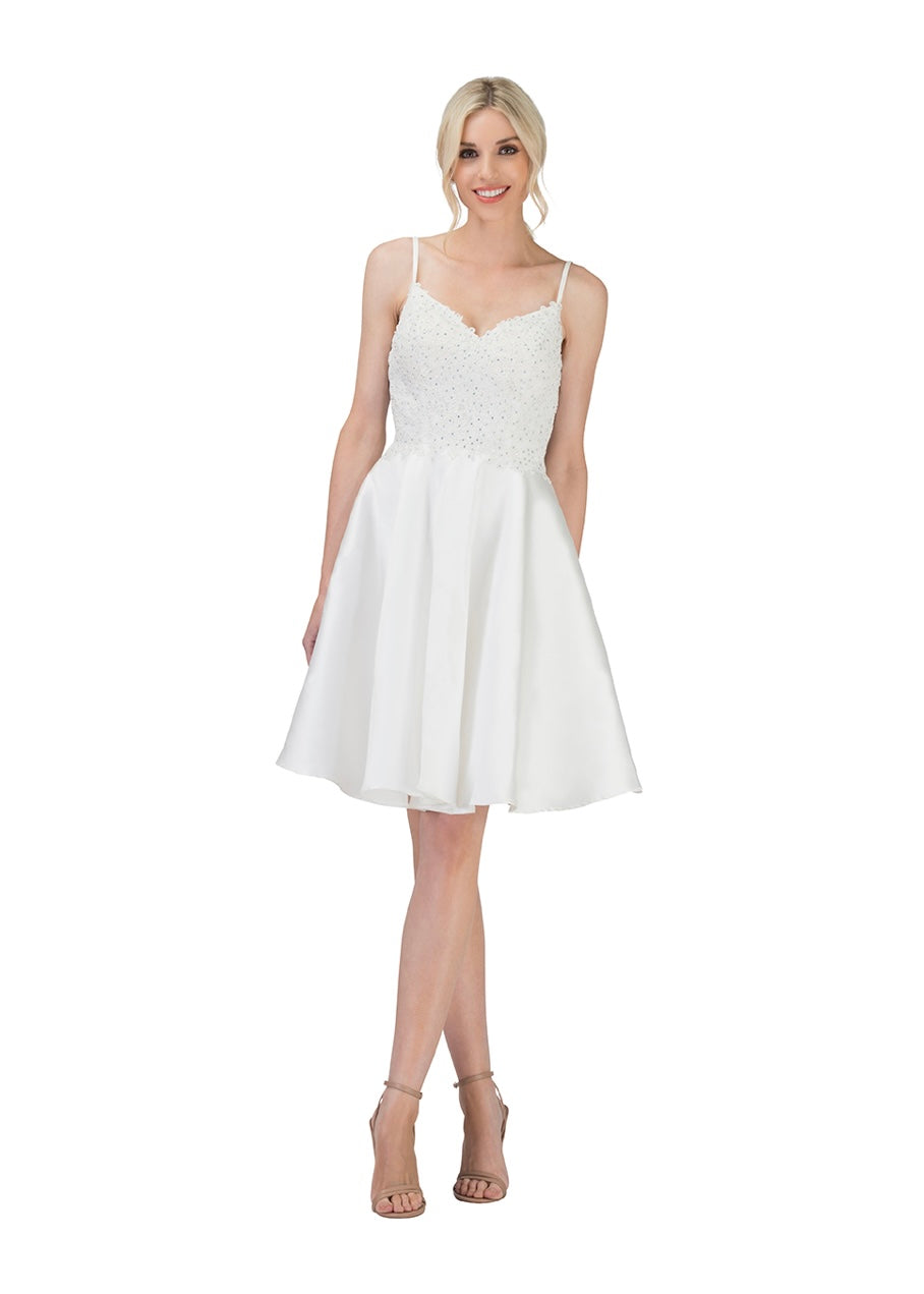 Chicas XR6008 Elegant Cocktail Red A-Line Sweetheart Short Satin Dress