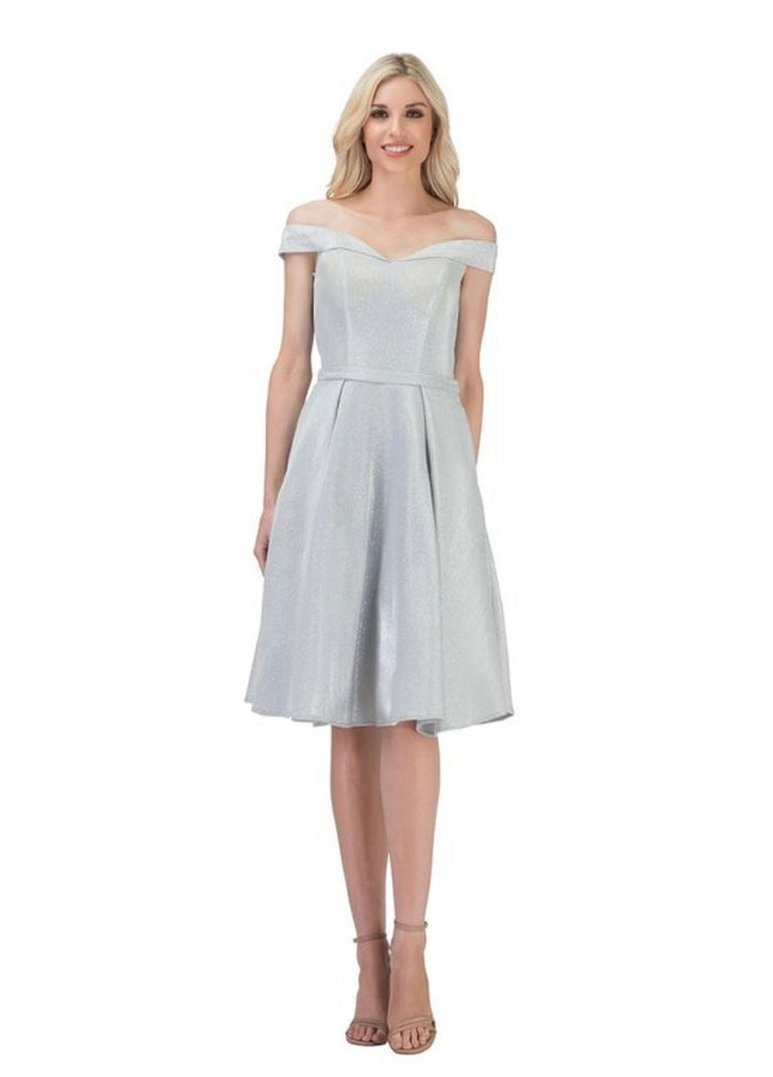 Chicas C7518 Elegant Cocktail Blue A-Line Sweetheart Short Fabric Dress
