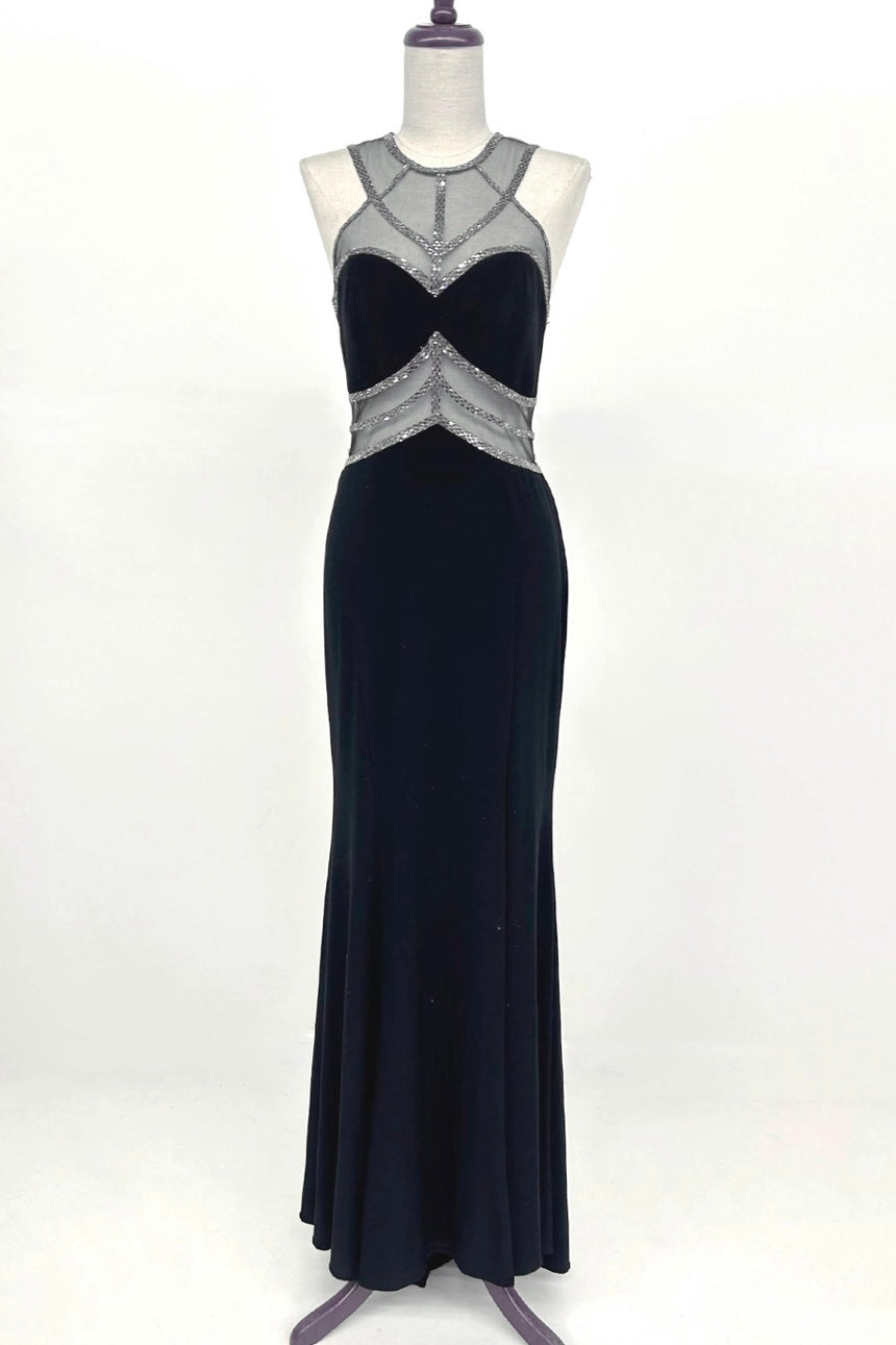 Chicas YG5006 Evening Sheath Illusion Floor-Length Fabric Dress