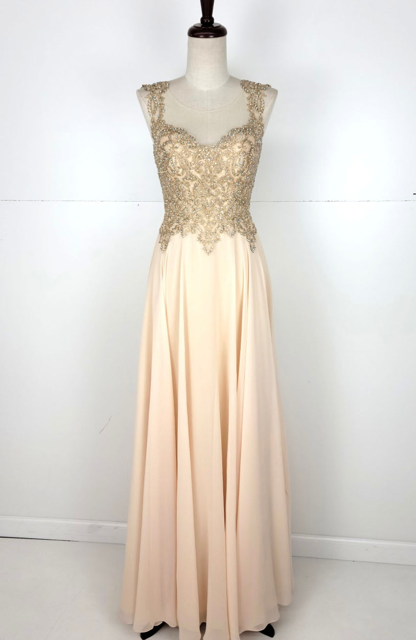 Chicas C9156 Formal Black Illusion Floor-Length Chiffon Dress