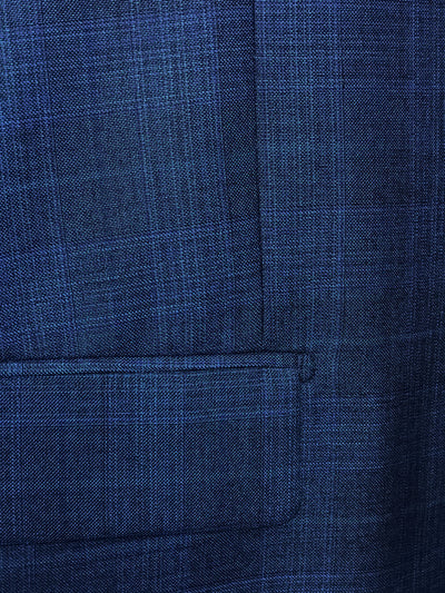 Pompey Men's Blue Glen Plaid Suit 2 Piece