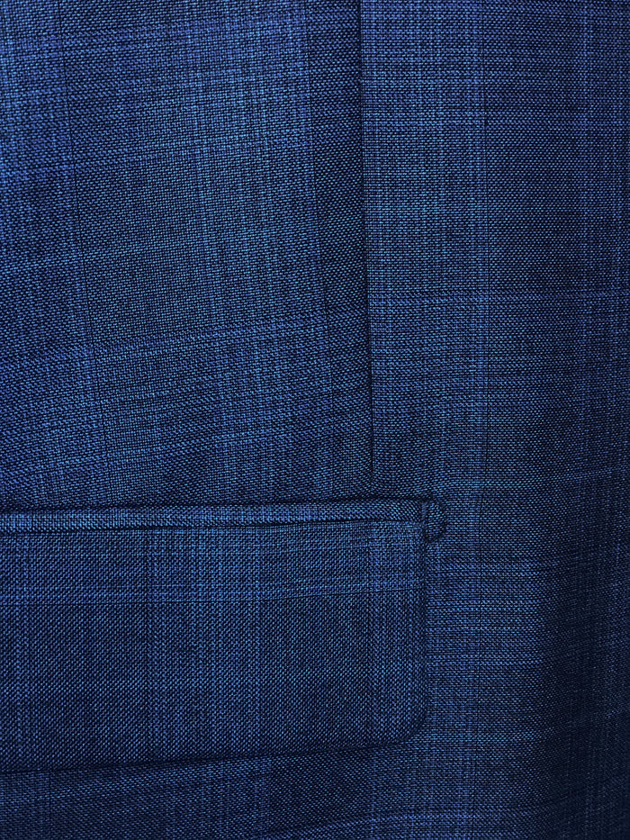 Pompey Men's Blue Glen Plaid Suit 2 Piece