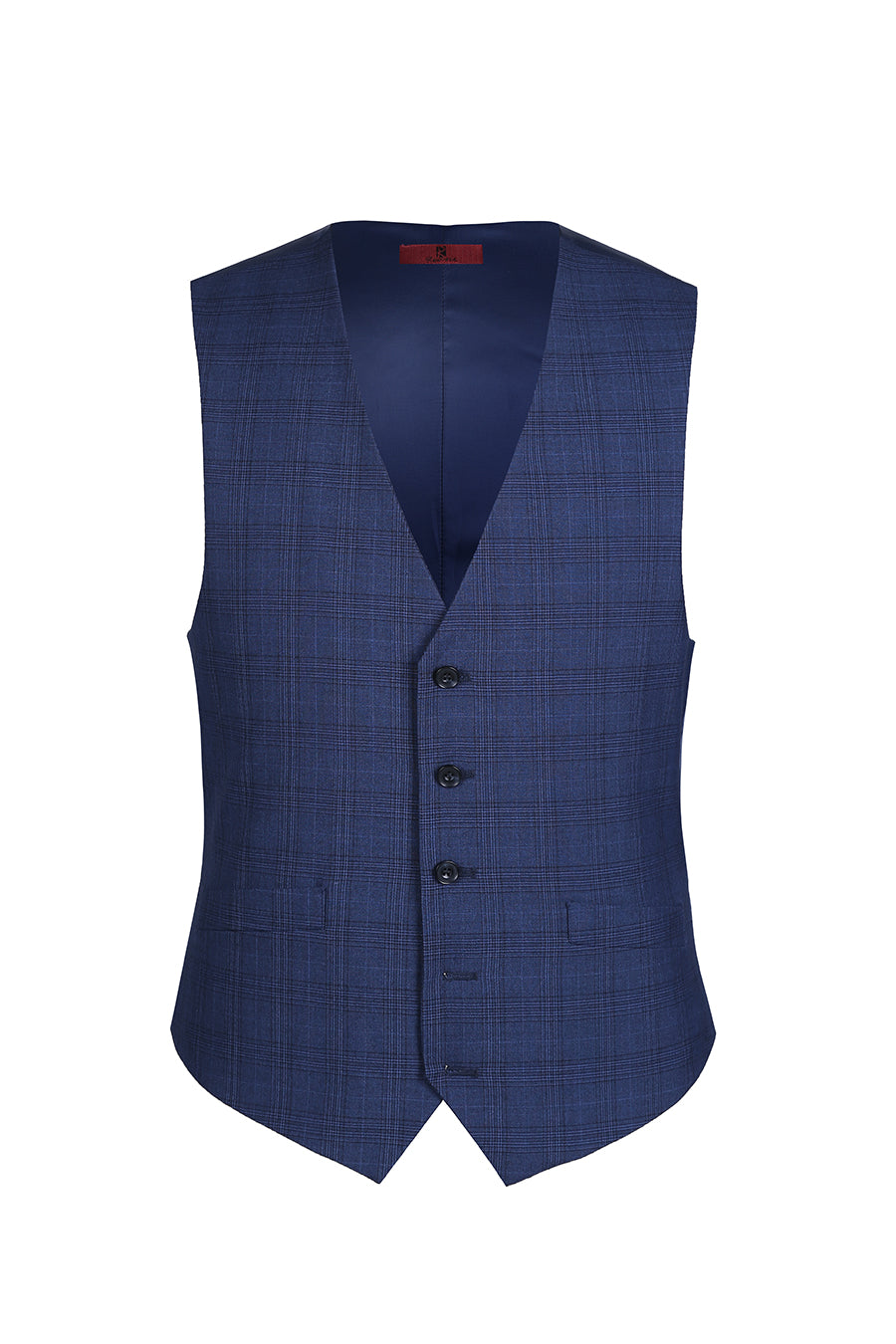 San Gemini 3 Piece Blue Glen Plaid Regular Fit Suit