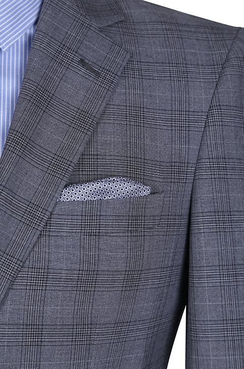 San Gemini 3 Piece Gray Glen Plaid Suit