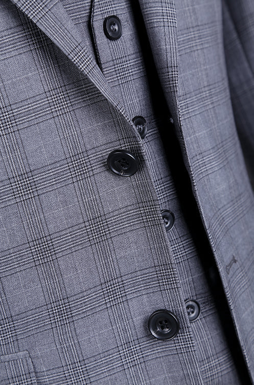 San Gemini 3 Piece Gray Glen Plaid Suit
