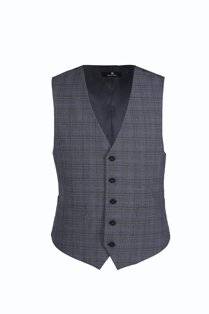 San Gemini 3 Piece Gray Glen Plaid Suit