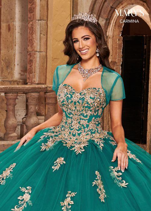 Off Shoulder Beaded Embroidery Appliqué Tulle Ball Gown with Bolero by Rachel Allan MQ1080