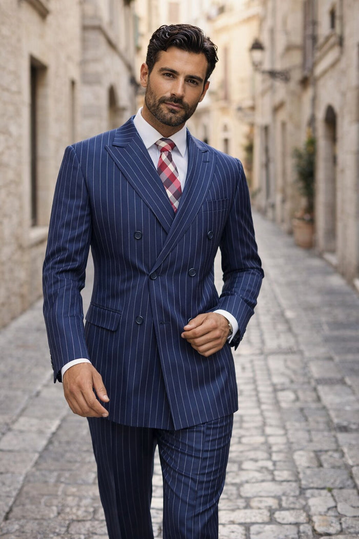 Indigo Blue 1920s Pinstripe Men’s Suit