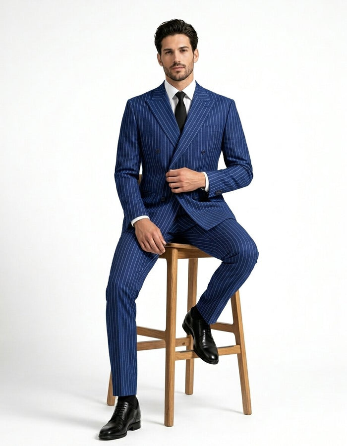 Indigo Blue 1920s Pinstripe Men’s Suit
