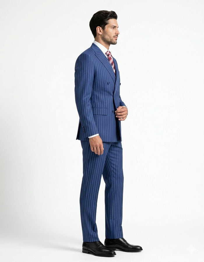 Indigo Blue 1920s Pinstripe Men’s Suit