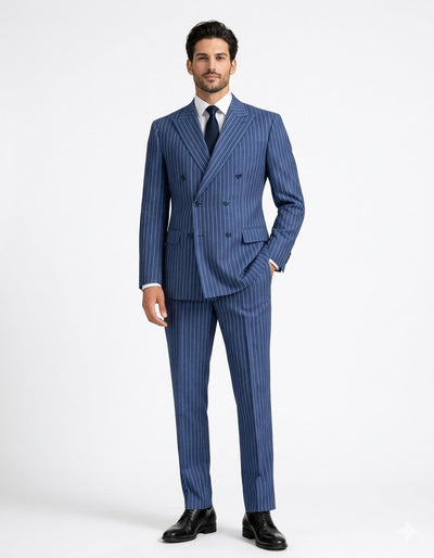 Indigo Blue 1920s Pinstripe Men’s Suit