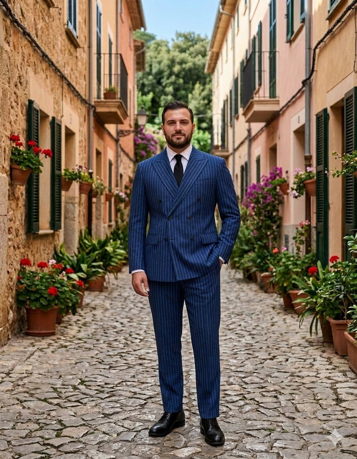 Indigo Blue 1920s Pinstripe Men’s Suit