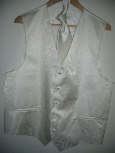 IVORY DRESS TUXEDO WEDDING Vest ~ Waistcoat ~ Waist coat & TIE SET Buy 10 of same color Tie For $25 Each - Men's Neck Ties - Mens Dress Tie - Trendy Mens Ties