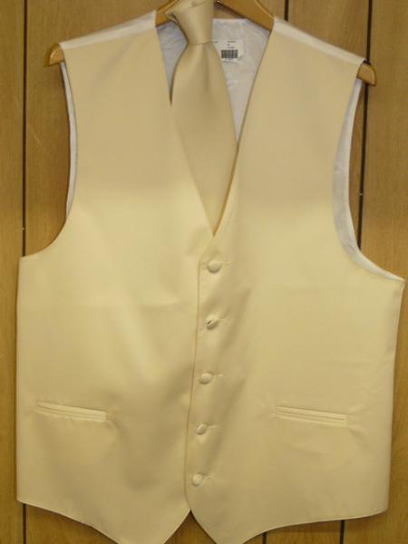 IVORY GROOMSMEN DRESS TUXEDO WEDDING Vest ~ Waistcoat ~ Waist coat & TIE SET Buy 10 of same color Tie For $25 Each - Men's Neck Ties - Mens Dress Tie - Trendy Mens Ties