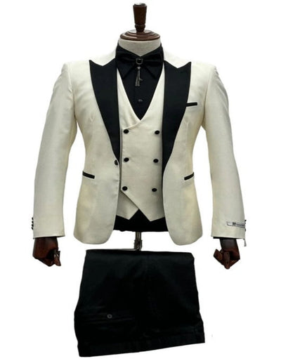 Ivory Peak Label Cream Tuxedo Suit