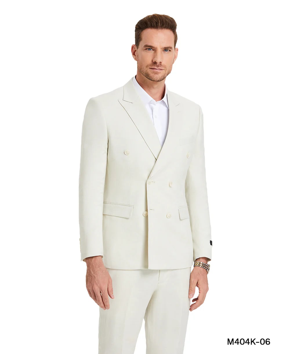 Ivory Double Breasted Linen Suit - Summer Weight