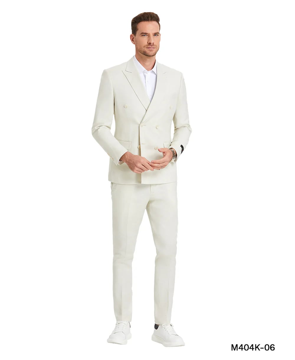 Ivory Double Breasted Linen Suit - Summer Weight